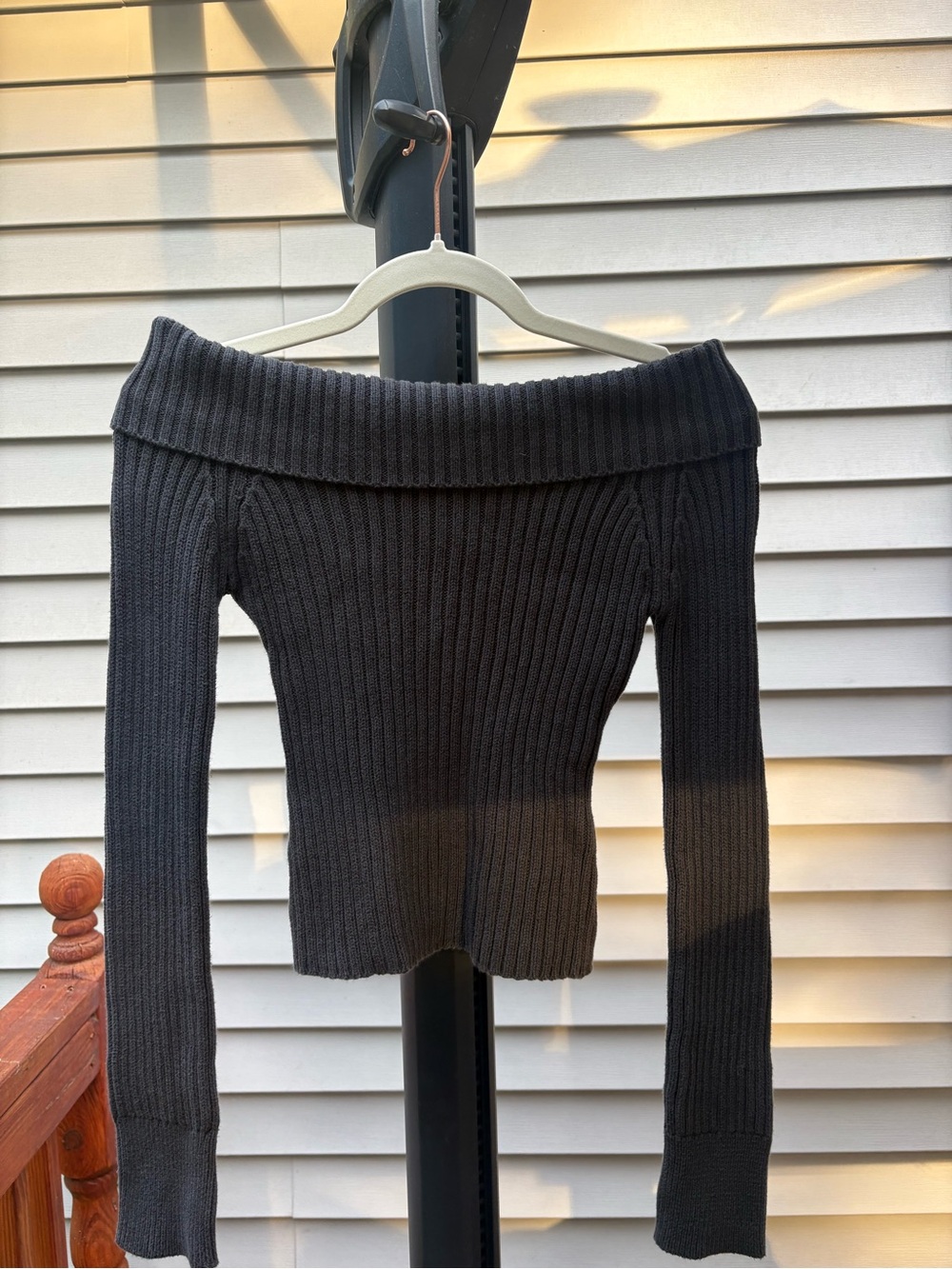 Ardene Black Off-the-Shoulder Ribbed Sweater